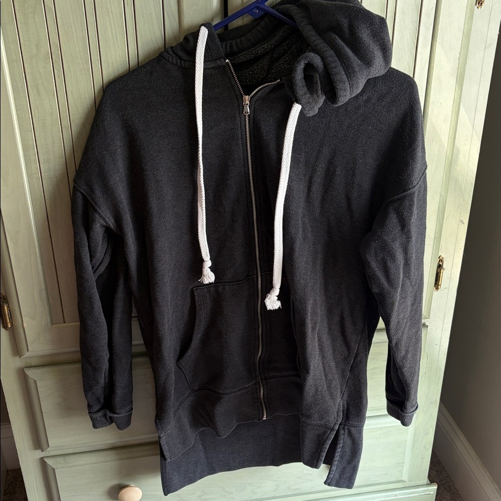 Aerie XS Oversized Charcoal Gray Zip-Up Hoodie